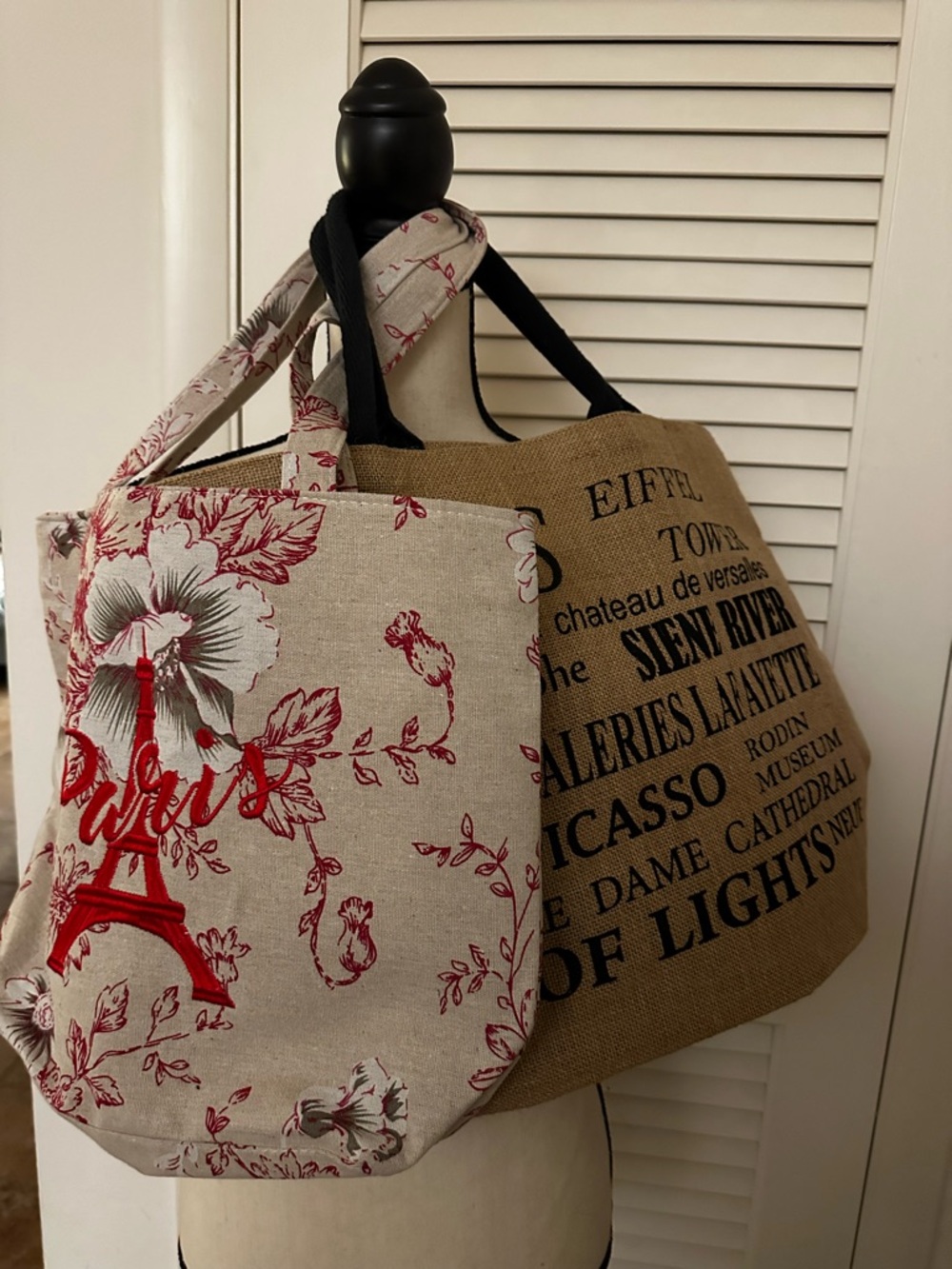 2 PARIS Theme Tote Bags - great value, use one, Reposh other
